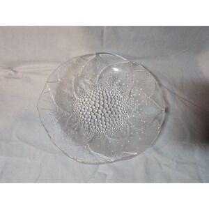 HOYA CRYSTAL SERVING PLATTER CENTERPIECE with LEAVES & DEWDROPS
